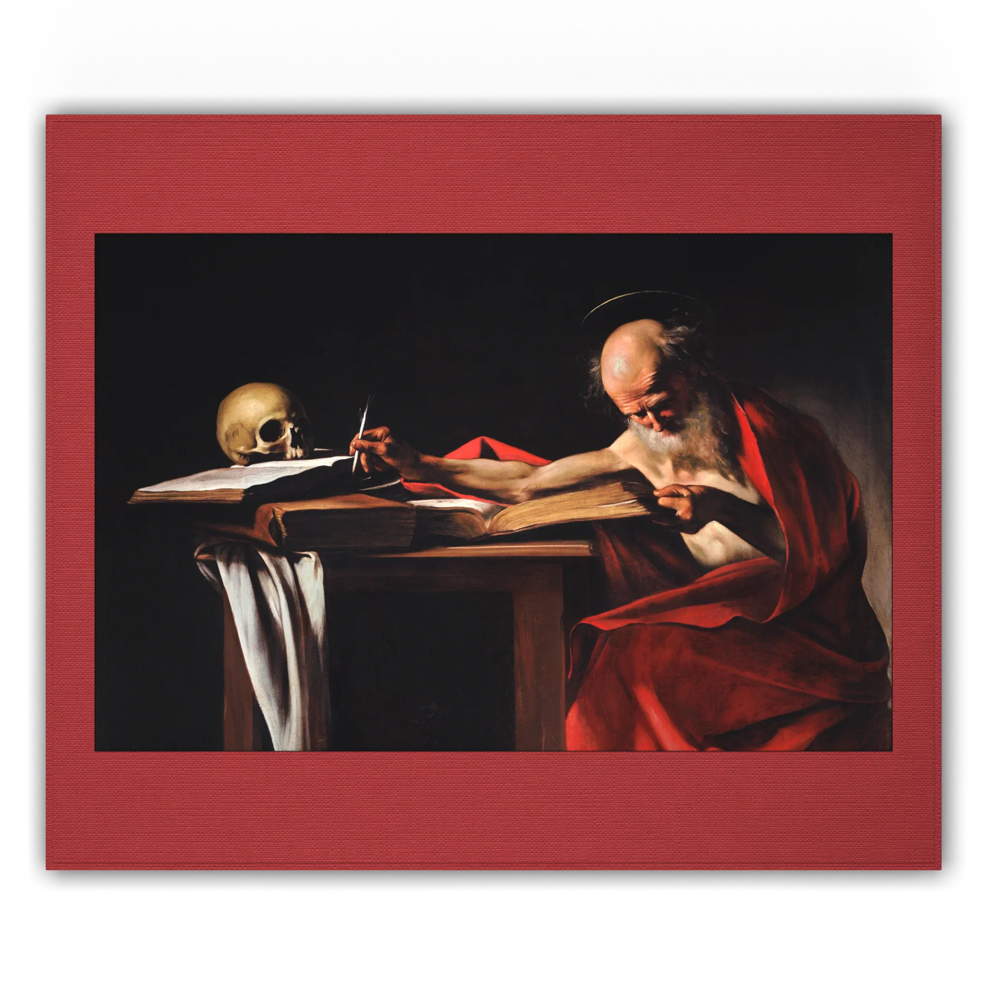Front view of Anclude's museum-quality art print: Michelangelo Merisi da Caravaggio’s Saint Jerome Writing
