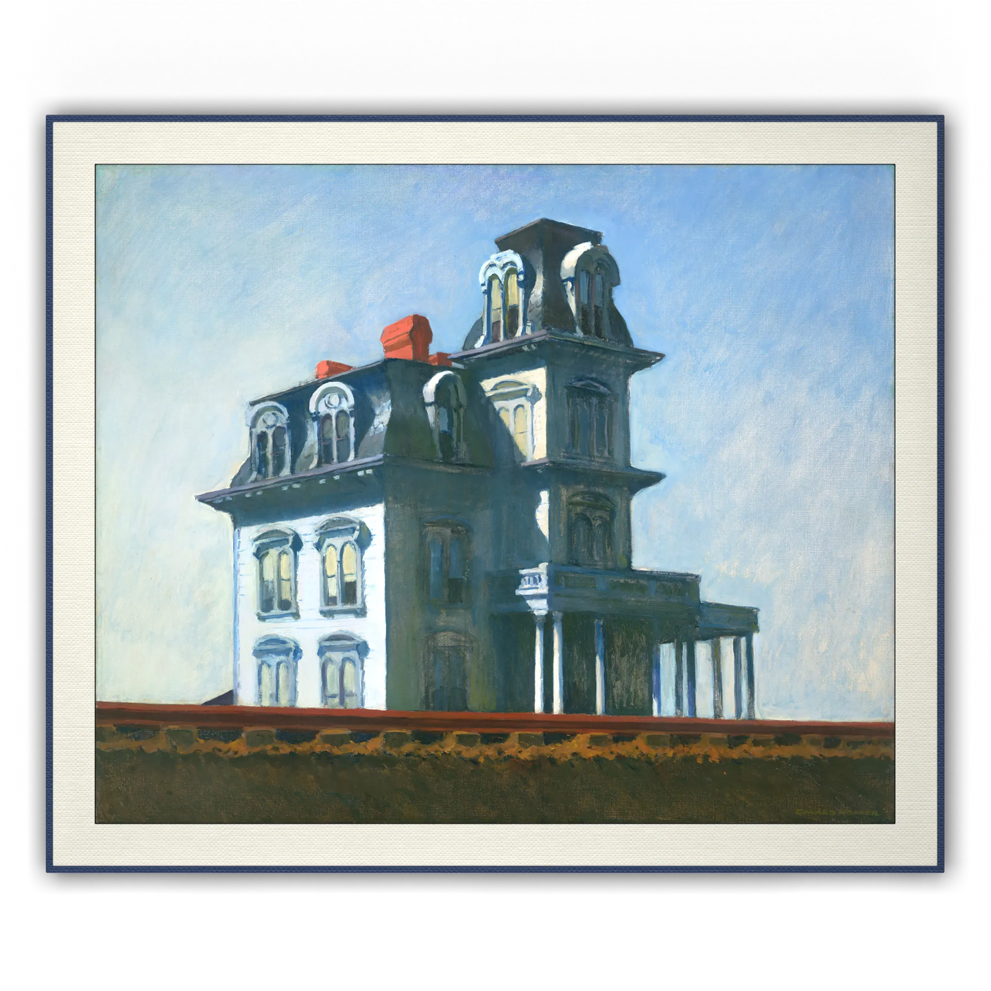 Front view of Anclude's museum-quality art print: Edward Hopper’s House by the Railroad