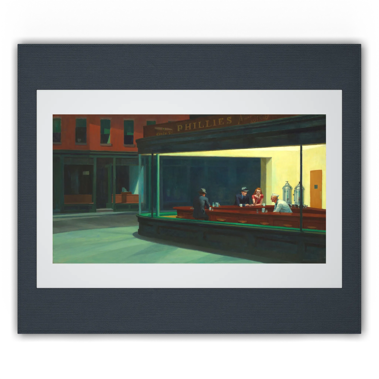 Front view of Anclude's museum-quality art print: Edward Hopper’s Nighthawks