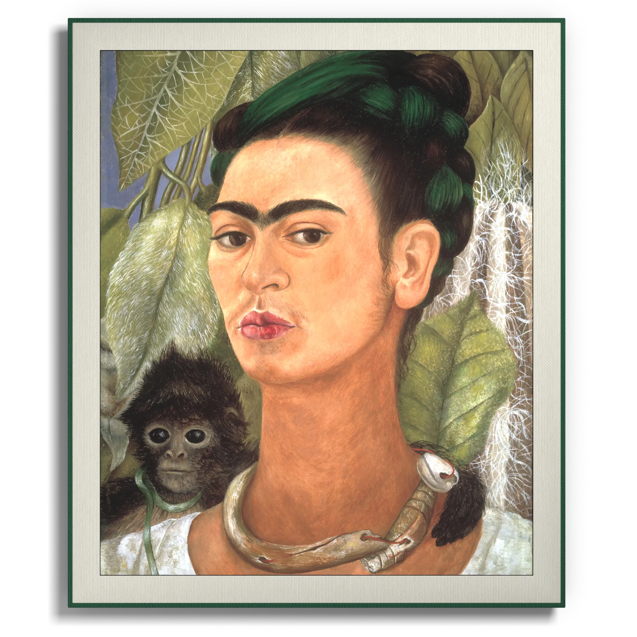 Front view of Anclude's museum-quality art print: Frida Kahlo’s Self-Portrait with Monkey