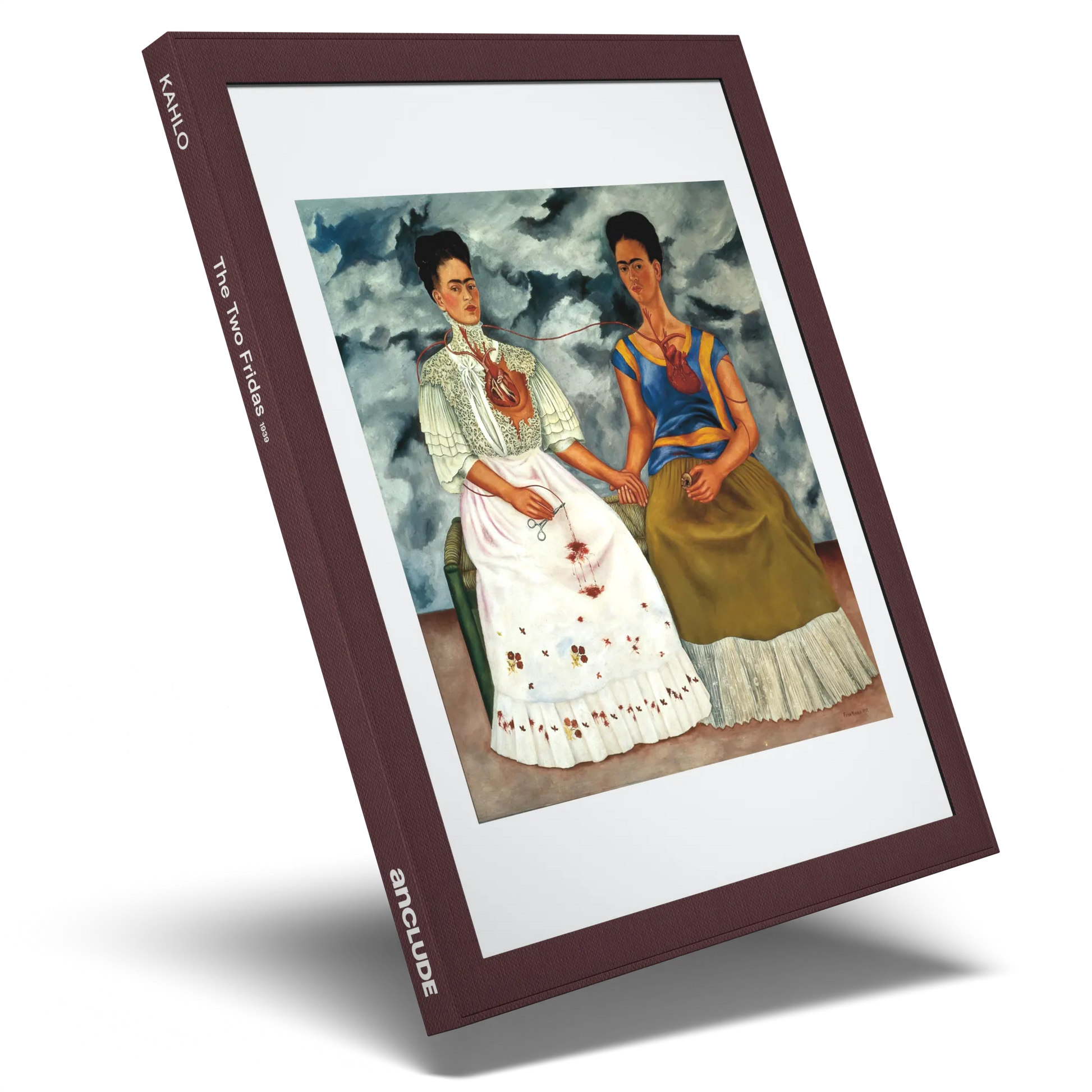 Angled shot of The Two Fridas art print by Frida Kahlo in Anclude’s collectible format