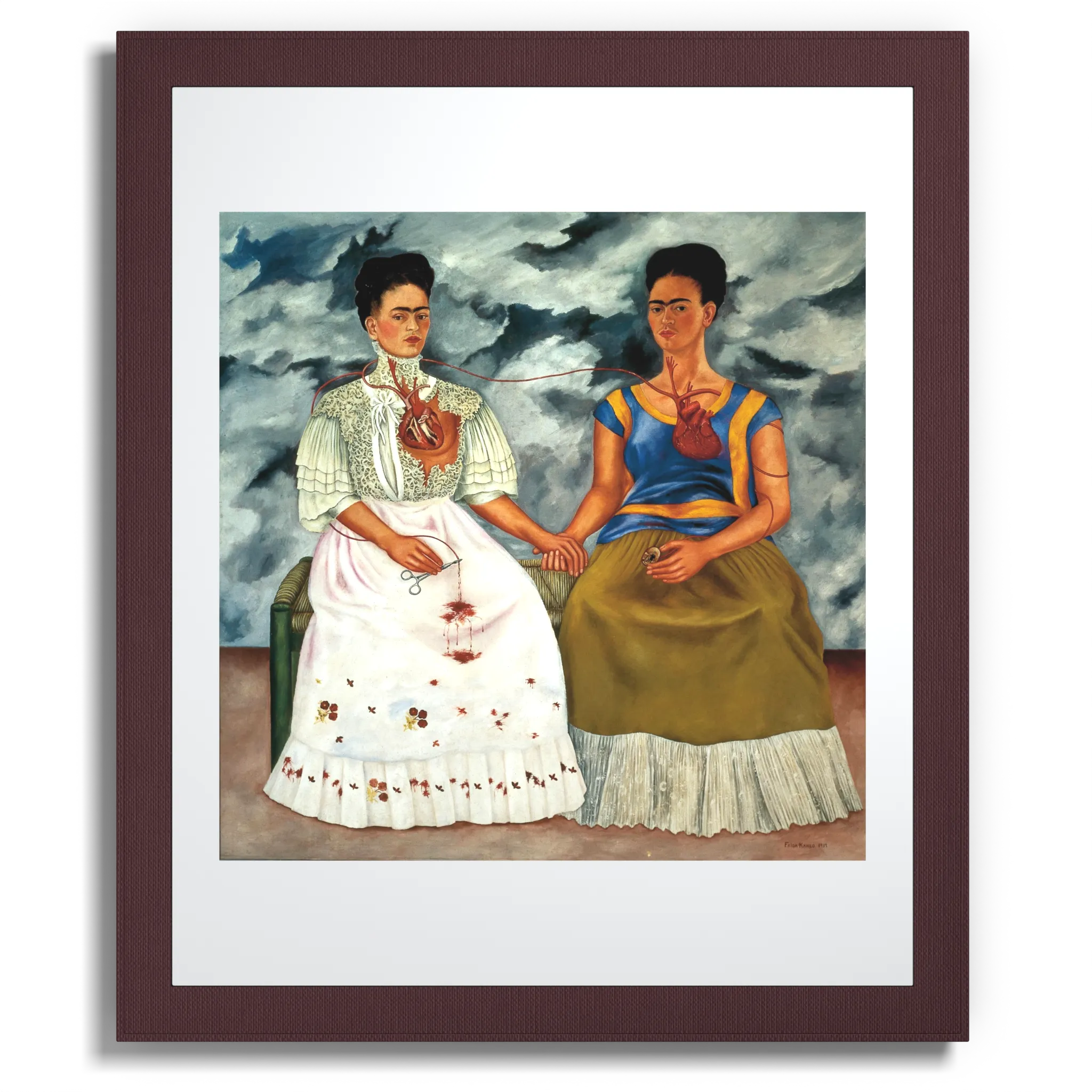 Front view of Anclude's museum-quality art print: Frida Kahlo’s The Two Fridas