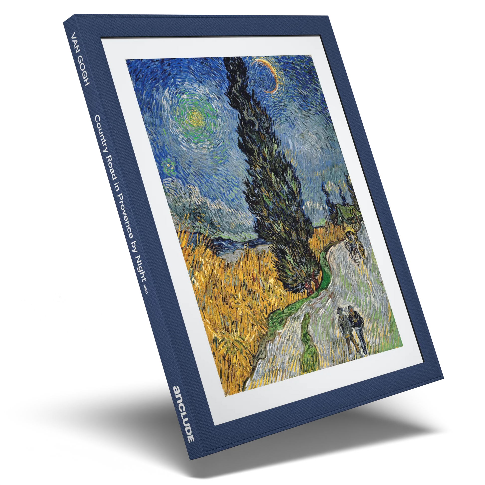 Angled shot of Country Road in Provence by Night art print by Vincent Van Gogh in Anclude’s collectible format