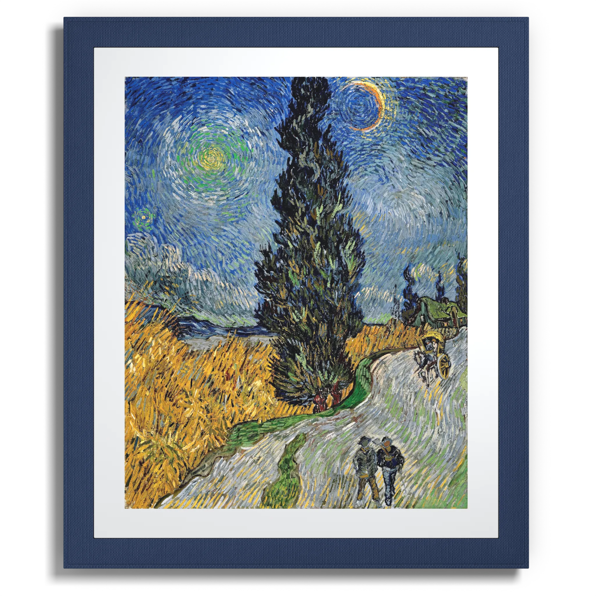 Front view of Anclude's museum-quality art print: Vincent Van Gogh’s Country Road in Provence by Night